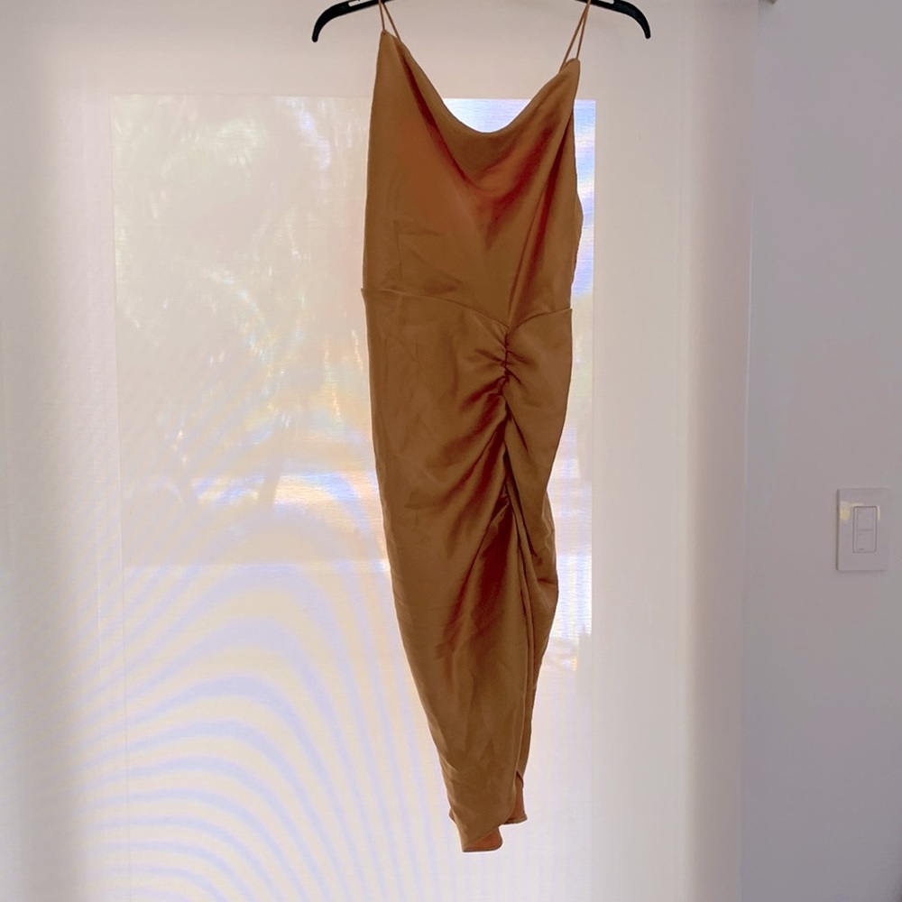 Samsoe Samsoe Dapples Satin Dress Jurassic Gold. Size S